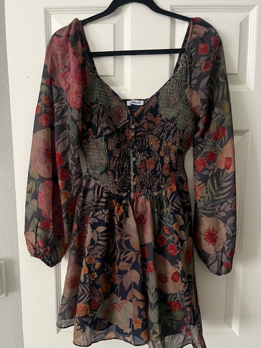 Floral Smocked Mini Dress in Multi-Color